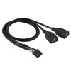 10 Pin Motherboard Female Header to 2 USB 2.0 Female Adapter Cable, Length: 50cm