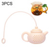 3 PCS Creative Silicone Tea Bag Tea Pot Shape Tea Filter Safely Cleaning Infuser(White)