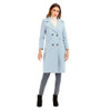 Women Solid Color Long Sleeve Woolen Coat (Color:Blue Size:XL)