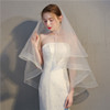 Layer Mori Wedding Short Veil Bridal Veil Wedding Accessories, Style:146 White, Size:80-100cm