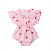 Summer Female Babies Stand-up Collar Short-sleeved Jumpsuit Romper, Kid Size: 100CM(Pink)