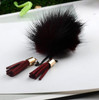 Fur Ball Brooch Chain Tassel Brooch For Women(Wine Red)