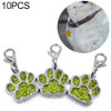10 PCS Enamel Cat Dog  Bear Paw Prints Key Chain Jewelry Making(Light Green)