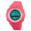 SKMEI 1025 Multifunctional Female Outdoor Fashion Waterproof Large Dial Silicone Watchband Wrist Watch(Rose Red)