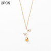 2 PCS Valentines Day Gift Rose Flower Pendant Jewelry Chain Necklace, Chain Length: 45cm(Gold)