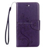 For iPhone 8 Plus & 7 Plus   Flowers Embossing Horizontal Flip Leather Case with Holder & Card Slots & Wallet & Lanyard(Purple)