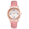 shshd Simple Rhinestone Rome Number Leather Belt Quartz Watch for Women(Pink)