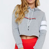 Long Sleeve Hooded Short Sweatshirt (Color:Grey Size:M)