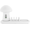 HQ-UD12 Universal 4 in 1 40W QC3.0 3 USB Ports + Wireless Charger Mobile Phone Charging Station with Mushroom Shape LED Light, Length: 1.2m, US Plug (White)