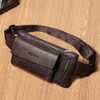 WEIXIER 9526 Men Leisure Style PU Leather Single Shoulder Crossbody Bag Waist Pack (Dark Brown)