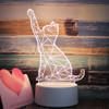 White Base Creative 3D Tricolor LED Decorative Night Light, Button USB Version, Shape:Cat(White-Warm-Warm White)