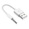 Short 3.5mm Jack Plug to USB Charge Cable for iPod Shuffle, Length: 10cm(White)