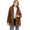 Women Leopard Short Plush Coat (Color:Brown Size:M)