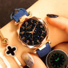 XIAOYA Fashion Women Star Sky Dial PU Leather Belt Quartz Wrist Watches(Blue)