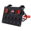 Multi-function Combination Switch Pane Voltmeter + Cigarette Lighter Socket + 5 Way Switches + Dual USB Charger  for Car RV Marine Boat(Red Light)