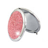 Diamond-encrusted Metal Double Side Folding Mini Portable Round Small Makeup Mirror(Pink)