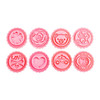 DIY Fondant Cake Mold Biscuit Cookie Cutters Baking Tools with 8 PCS Round Cartoon Patterns(Pink)