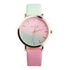 OKTIME WOK13402 2 PCS Retro Gradient Color Design Leather Belt Quartz Watch for Men / Women(the rose gold shell is green under the powder)