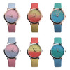 OKTIME WOK13402 2 PCS Retro Gradient Color Design Leather Belt Quartz Watch for Men / Women(the rose gold shell is red and yellow)