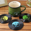 4 PCS Retro Black Vinyl CD Record Drink Coasters Home Table Cup Mat Decor Coffee Drink Placemat Tableware Spinning, Diameter: 10cm, Random Color Delivery
