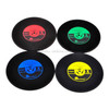 4 PCS Retro Black Vinyl CD Record Drink Coasters Home Table Cup Mat Decor Coffee Drink Placemat Tableware Spinning, Diameter: 10cm, Random Color Delivery