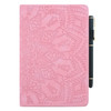 For iPad Pro 9.7 inch Calf Pattern Double Folding Design Embossed Leather Case with Holder & Card Slots & Pen Slot & Elastic Band(Pink)