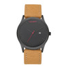 CAGARNY 6850 Fashion Dual Quartz Movement Wrist Watch with Genuine Leather Band(Brown Band Black Window)