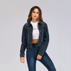 Western Style Was Thin Loose Denim Jacket (Color:Blue Size:XS)