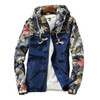 Floral Bomber Jacket Men Hip Hop Slim Fit Flowers Pilot Bomber Jacket Coat Men's Hooded Jackets, Size: M(Navy Blue)