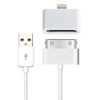 1m 2 in 1 30 Pin Female to 8 Pin Male Sync Data Adapter + iPhone 30 Pin USB Sync Cable, For iPhone XR / iPhone XS MAX / iPhone X & XS / iPhone 8 & 8 Plus / iPhone 7 & 7 Plus / iPhone 6 & 6s & 6 Plus & 6s Plus / iPad(White)