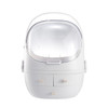 Portable Dust-proof Transparent Round Cosmetic Drawer Type Storage Box( Small Pearl White )