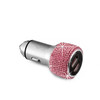 Car Diamond Aluminium Alloy QC3.0 Dual USB Quick Charger(Pink)