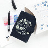 Sakura Theme Delicated Floral Journal Cover Standard A6 Paper Book Refilled Book, Size:Only A6 cloth cover(Navy Blue)