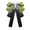 Women Snowflake Shape Colored Rhinestone Bow-knot Bow Tie Brooch Clothing Accessories, Style:Pin Buckle Version(Olive Green)