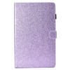 For Galaxy Tab A 10.5 T590 Varnish Glitter Powder Horizontal Flip Leather Case with Holder & Card Slot(Purple)