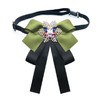 Women Snowflake Shape Colored Rhinestone Bow-knot Bow Tie Brooch Clothing Accessories, Style:Tie Belts Version(Olive Green)