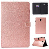 For Galaxy Tab A 10.5 T590 Varnish Glitter Powder Horizontal Flip Leather Case with Holder & Card Slot(Rose Gold)