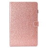 For Galaxy Tab A 10.5 T590 Varnish Glitter Powder Horizontal Flip Leather Case with Holder & Card Slot(Rose Gold)