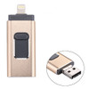 RQW-01B 3 in 1 USB 2.0 & 8 Pin & Micro USB 32GB Flash Drive, for iPhone & iPad & iPod & Most Android Smartphones & PC Computer(Gold)