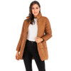 Women Solid Color Short Down Jacket (Color:Brown Size:XXL)