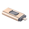 RQW-01B 3 in 1 USB 2.0 & 8 Pin & Micro USB 64GB Flash Drive, for iPhone & iPad & iPod & Most Android Smartphones & PC Computer(Gold)