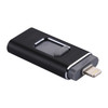 RQW-01B 3 in 1 USB 2.0 & 8 Pin & Micro USB 128GB Flash Drive, for iPhone & iPad & iPod & Most Android Smartphones & PC Computer(Black)