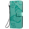 For Galaxy A51 Pressed Printing Butterfly Pattern Horizontal Flip PU Leather Case with Holder & Card Slots & Wallet & Lanyard(Green)