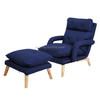 F3 Lazy Sofa Armrest Bedroom Leisure Japanese Folding Fabric Lounge Chair (Dark Blue)