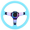 Car Colorful Modified Racing Sport Horn Button Steering Wheel, Diameter: 34.6cm (Sky Blue)