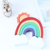 Wooden Rainbow Sun Clouds Piles of Music Blocks Children Room Decoration Photography Props(Red )