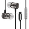YX-022 1.2m Wired In Ear USB-C / Type-C Interface Metal Stereo Earphones with Mic (Grey)