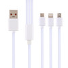 USB Male to 8 Pin + USB-C / Type-C + Micro USB Male Interface TPE Charge Cable, Length: 1.2m (White)