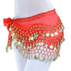 Lady Belly Dance Hip Scarf Accessories 3-Row Belt Skirt Bellydance Waist Chain Wrap Adult Dance Wear(Red)