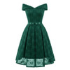 Sexy Short Evening Dress Lace A-line Party Formal Dress Graduation Dresses with sash, Size:S(Green)